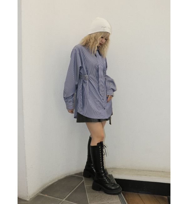 jouetie「ロングスリーブネクタイチュニックシャツ」|シャツ・ブラウス|