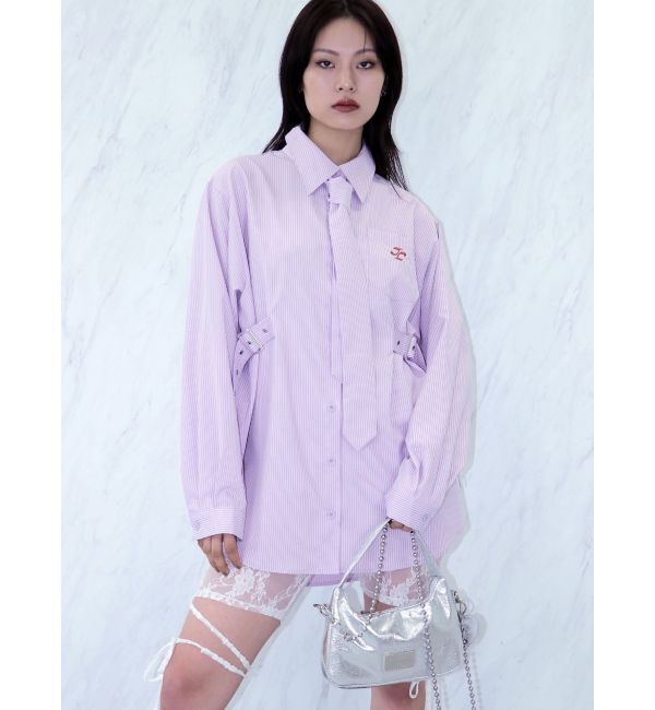 jouetie「ロングスリーブネクタイチュニックシャツ」|シャツ・ブラウス|