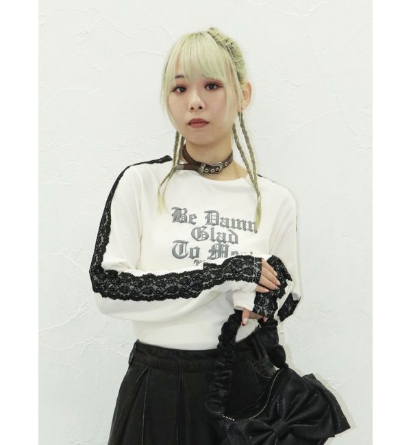 jouetie「シャイニーロゴレースライントップス」|Tシャツ・カットソー|