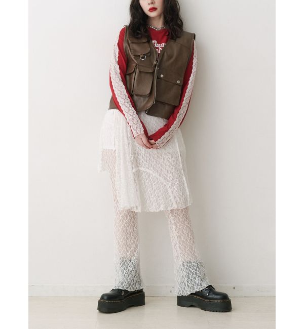 jouetie「シャイニーロゴレースライントップス」|Tシャツ・カットソー|