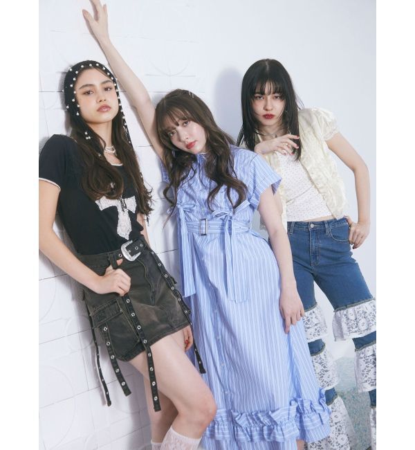 jouetie「クロスレースドッキングTシャツ」|Tシャツ・カットソー|