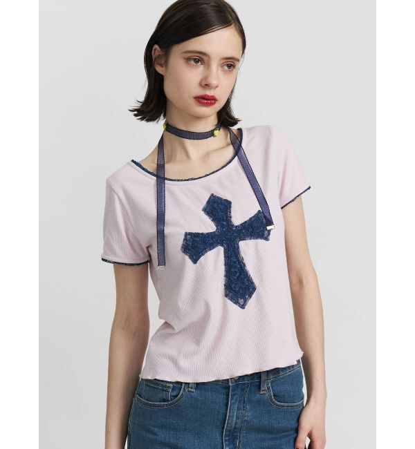 jouetie「クロスレースドッキングTシャツ」|Tシャツ・カットソー|