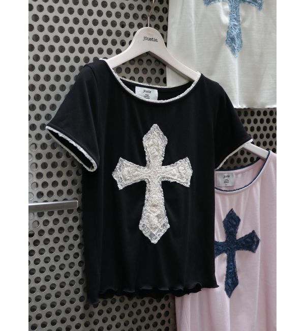 jouetie「クロスレースドッキングTシャツ」|Tシャツ・カットソー|ブラック