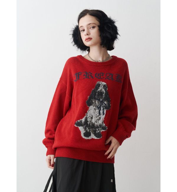 jouetie「DOGジャガードルーズニット」|ニット・セーター|