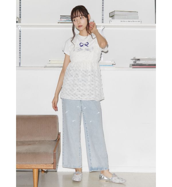 merry jenny「petit ribbonデニムパンツ」|デニム|