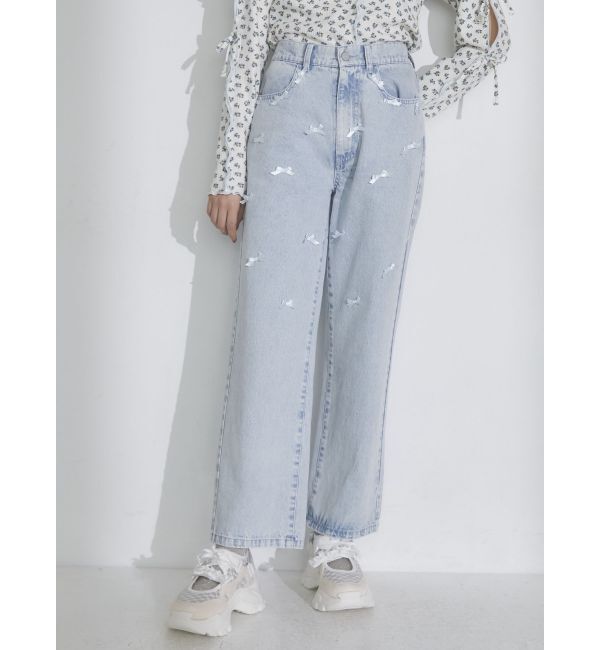 merry jenny「petit ribbonデニムパンツ」|デニム|