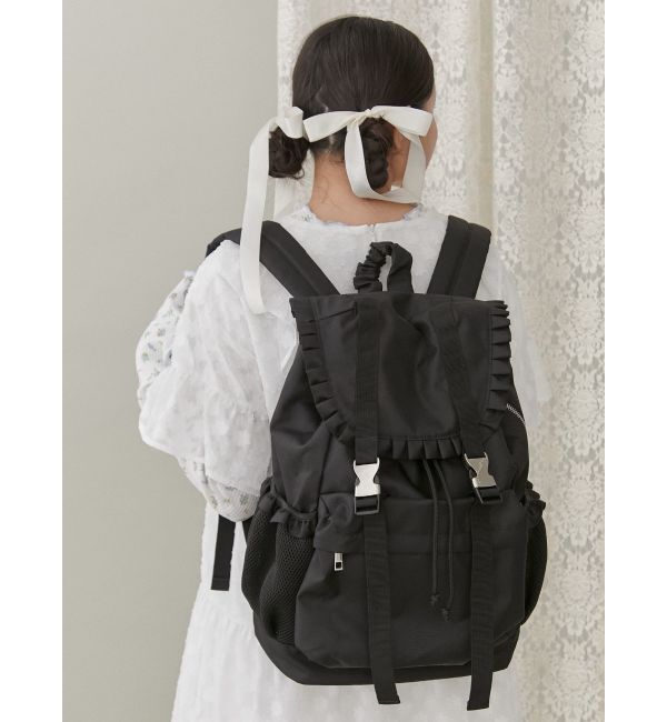 merry jenny「フリルバックパック」|リュック|ブラック