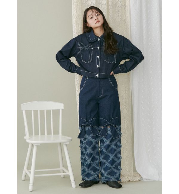 merry jenny「リボンポケットデニムジャケット【セットアップ着用可能】」|その他|