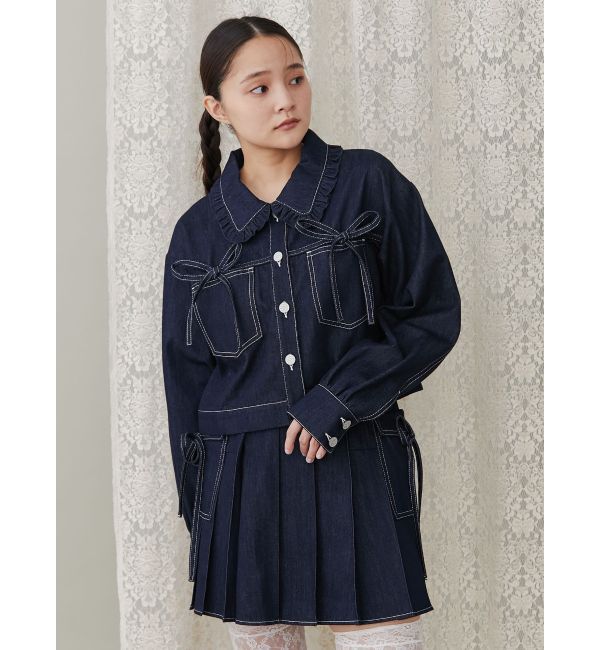 merry jenny「リボンポケットデニムジャケット【セットアップ着用可能】」|その他|