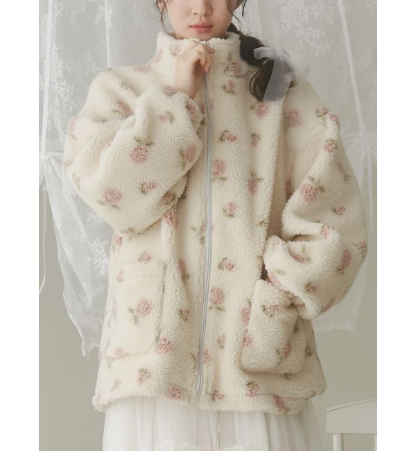 merry jenny「flowerボアブルゾン」|ブルゾン・スタジャン|ピンク