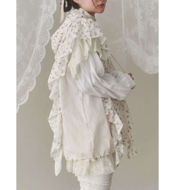 merry jenny「floralコンビフーディージャケット」|その他|ミントグリーン