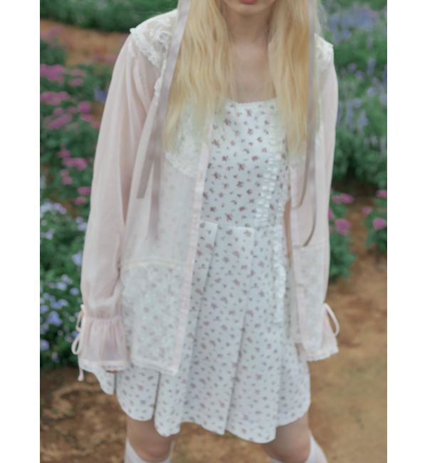 merry jenny「flowerプリーツミニワンピース」|ワンピース|オフホワイト