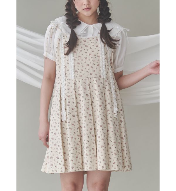 merry jenny「flowerプリーツミニワンピース」|ワンピース|アイボリー