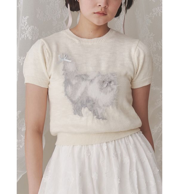 merry jenny「CATribbonニット」|ニット・セーター|アイボリー