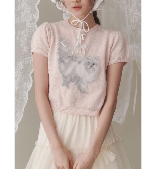 merry jenny「CATribbonニット」|ニット・セーター|ピンク