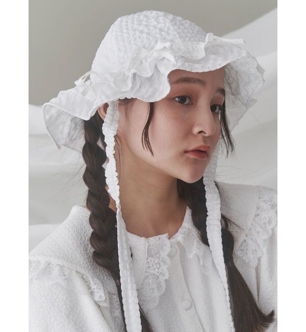 merry jenny「ribbonフリルハット」|ハット|オフホワイト