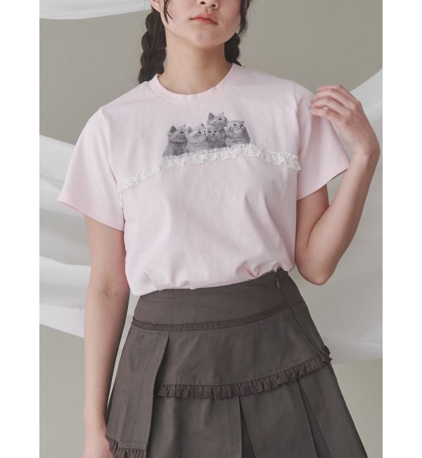 merry jenny「cat frill tee」|Tシャツ・カットソー|ピンク