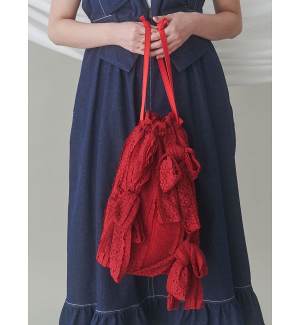 merry jenny「りぼんのレーストートバッグ」|トートバッグ|レッド