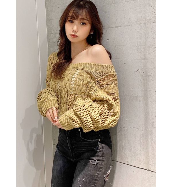 GYDA「FRONT 2WAY ブリーチニットトップス」|ニット・セーター|