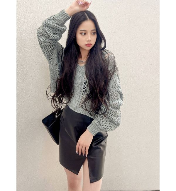 GYDA「FRONT 2WAY ブリーチニットトップス」|ニット・セーター|