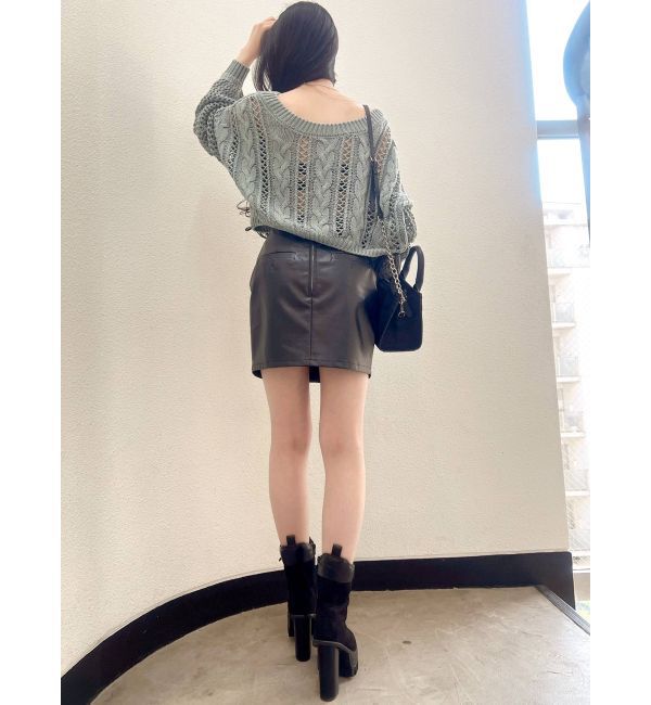 GYDA「FRONT 2WAY ブリーチニットトップス」|ニット・セーター|