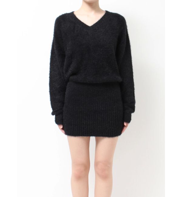 GYDA「Vネック シャギーニットワンピース」|ワンピース|