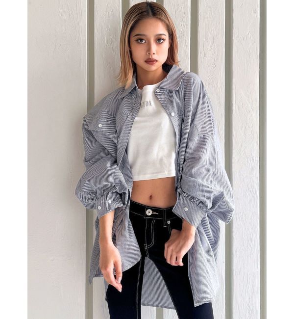 GYDA「ストライプオーバーシャツ」|シャツ・ブラウス|