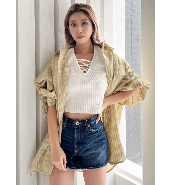 GYDA「ストライプオーバーシャツ」|シャツ・ブラウス|