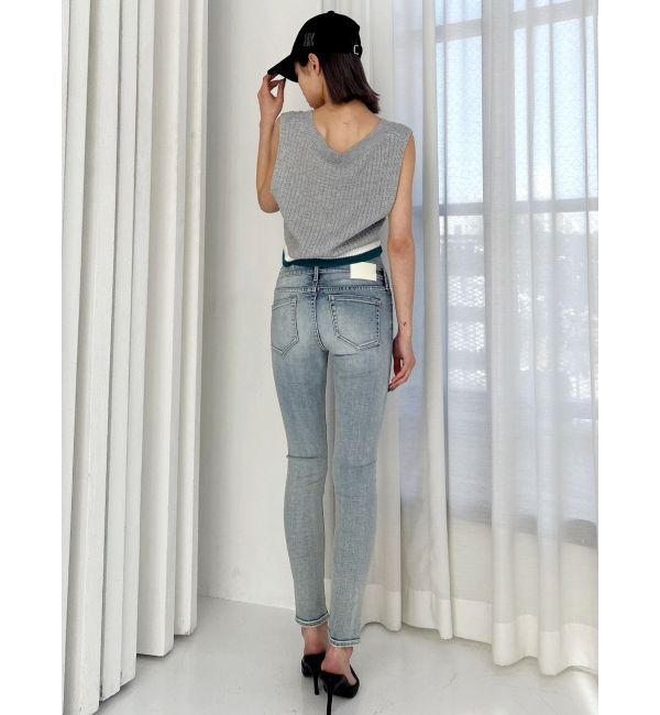 GYDA「ハイウエストバッククロスダメージスキニーデニムパンツ」|デニム|