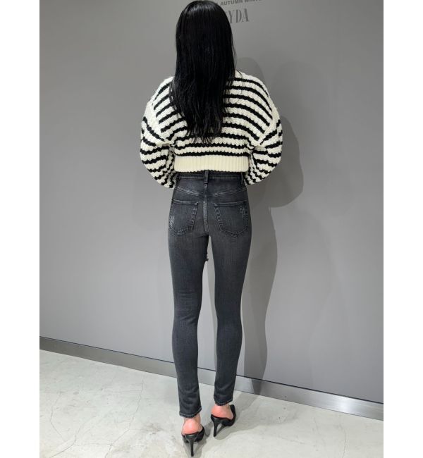 GYDA「ハイウエストthigh highダメージデニムパンツ」|デニム|