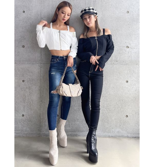 GYDA「Symmetry GYDAオフショルシャツブラウス」|シャツ・ブラウス|