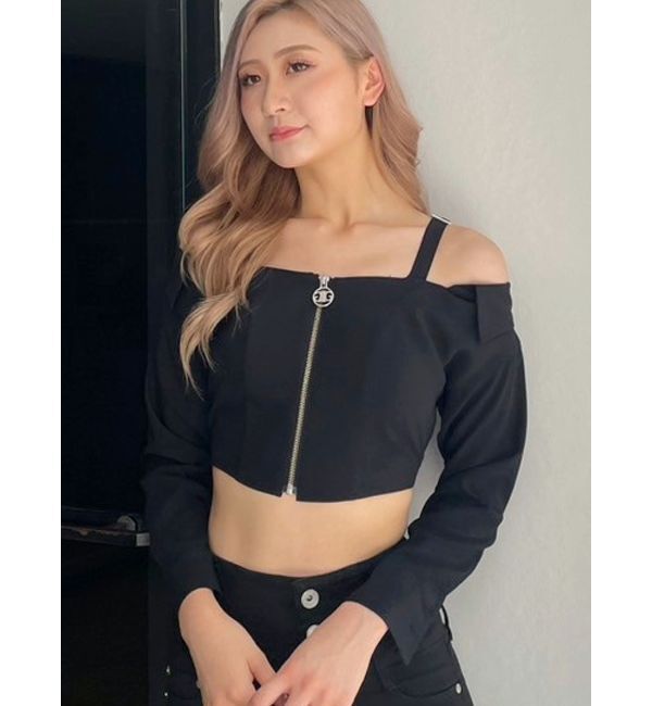 GYDA「Symmetry GYDAオフショルシャツブラウス」|シャツ・ブラウス|ブラック