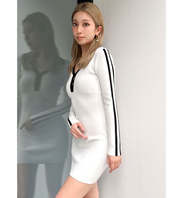 GYDA「ラインスリーブポロニットワンピース」|ワンピース|