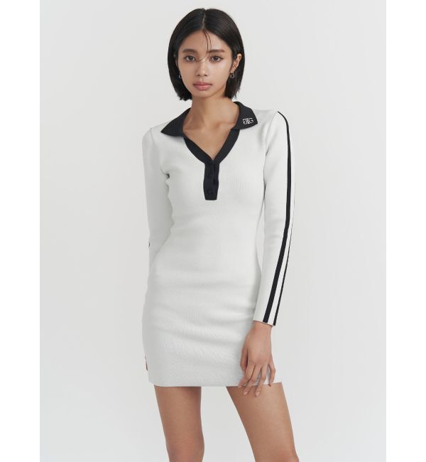 GYDA「ラインスリーブポロニットワンピース」|ワンピース|