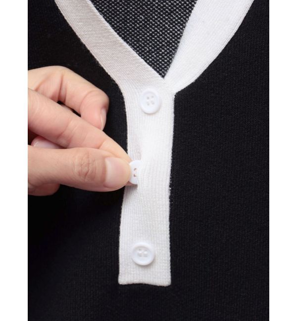 GYDA「ラインスリーブポロニットワンピース」|ワンピース|