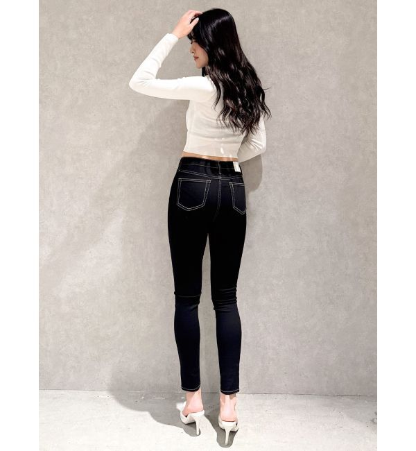 GYDA「ミドルウエストワンウォッシュスキニーパンツ」|デニム|