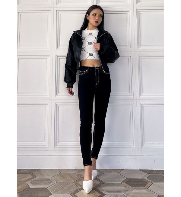 GYDA「ミドルウエストワンウォッシュスキニーパンツ」|デニム|