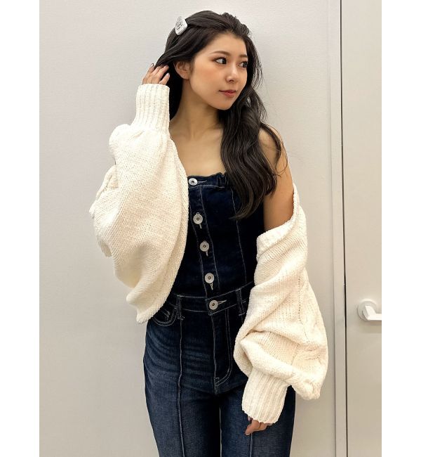 GYDA「BACKリボンデニムロンパース」|オールインワン|