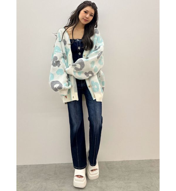 GYDA「BACKリボンデニムロンパース」|オールインワン|