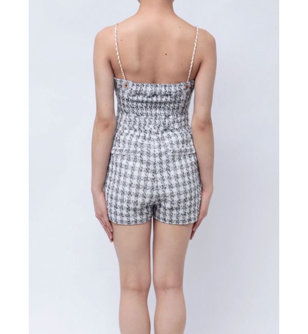 GYDA「ラメツイードショートロンパース」|オールインワン|