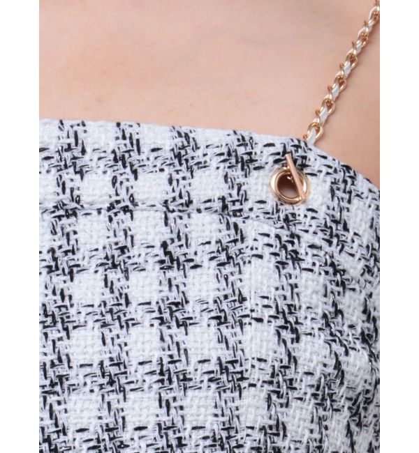 GYDA「ラメツイードショートロンパース」|オールインワン|