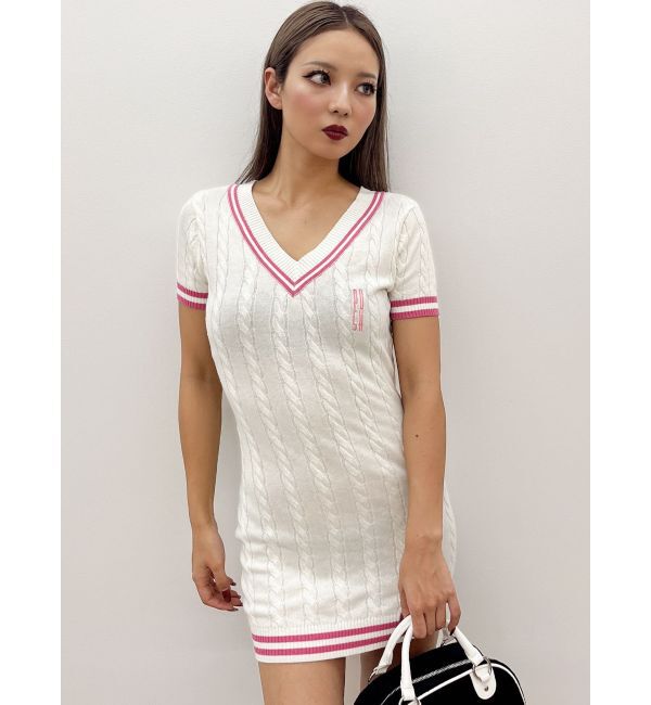 GYDA「POSHハーフスリーブケーブルニットワンピース」|ワンピース|