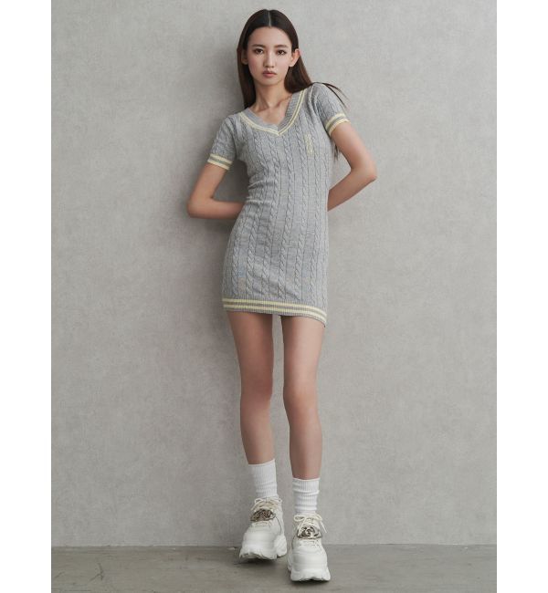 GYDA「POSHハーフスリーブケーブルニットワンピース」|ワンピース|