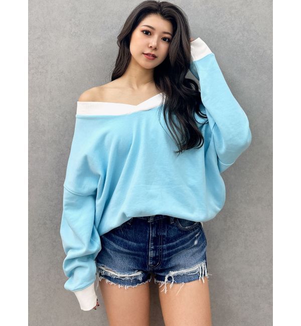 GYDA「ハイウエストBACK RIPPEDデニムショートパンツ」|デニム|