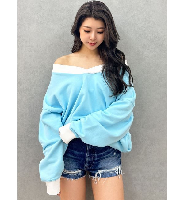 GYDA「ハイウエストBACK RIPPEDデニムショートパンツ」|デニム|