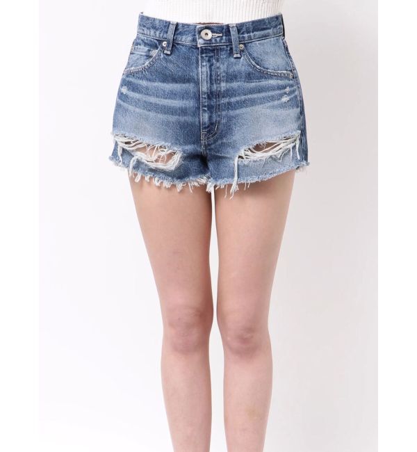 GYDA「ハイウエストBACK RIPPEDデニムショートパンツ」|デニム|