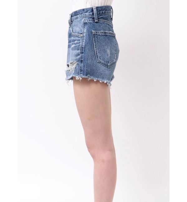 GYDA「ハイウエストBACK RIPPEDデニムショートパンツ」|デニム|