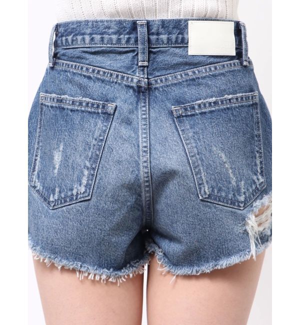 GYDA「ハイウエストBACK RIPPEDデニムショートパンツ」|デニム|