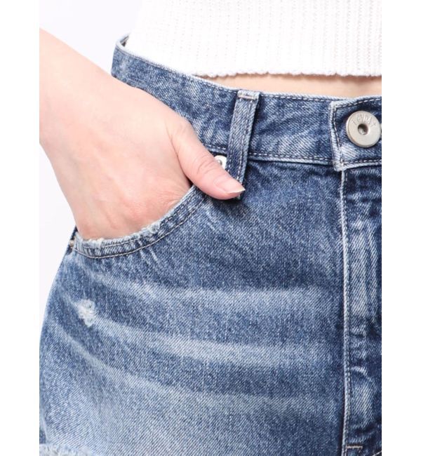 GYDA「ハイウエストBACK RIPPEDデニムショートパンツ」|デニム|