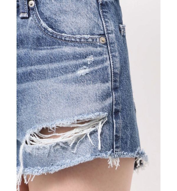 GYDA「ハイウエストBACK RIPPEDデニムショートパンツ」|デニム|